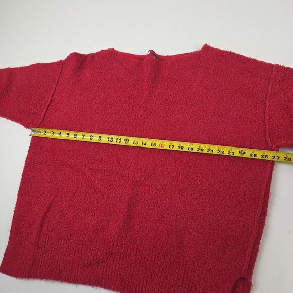 Free People Sweater Womens Small Red Boucle Knit Boat Neck Oversized Pullover - Picture 11 of 16